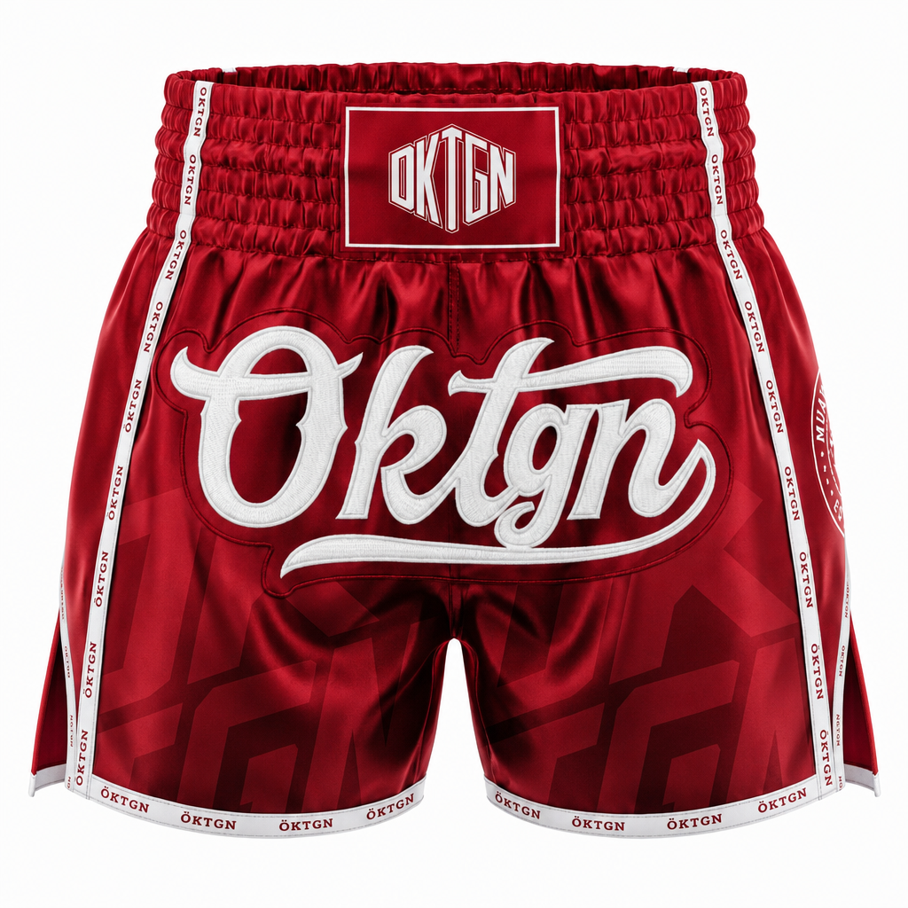 Short Muay Thai OKTAGON rouge face